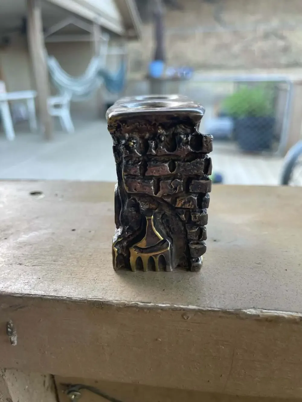 VTG pair of Avigdor Bezalel Brass Candlestick Holders Shabbat Judaica